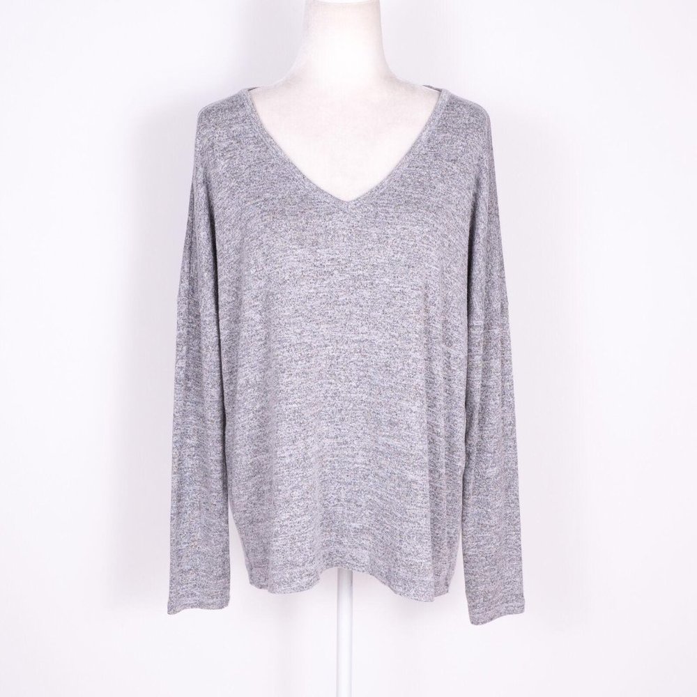 Rag & Bone Gray Lightweight Knit Stretch Long Sleeve Sweater Top Women's SZ L